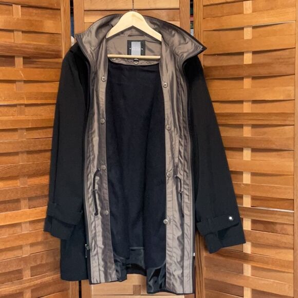 Miss Gallery Women 1X Black Coat Removable Lining Hood Jacket Polyester - Picture 6 of 11